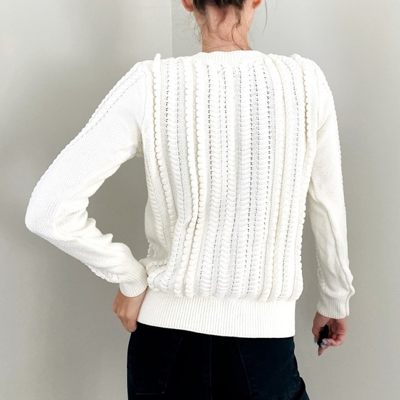 Banana Republic Chunky Cable Knit Crewneck Pullover Sweater , S White - Picture 8 of 13